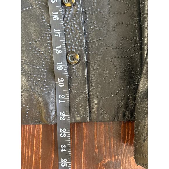 VTG 90s Y2K B&J Genuine Leather Blazer M Black 3D Embossed Boho Hippie - Picture 13 of 14